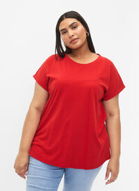 Kortærmet t-shirt i bomuldsblanding, Tango Red, Model