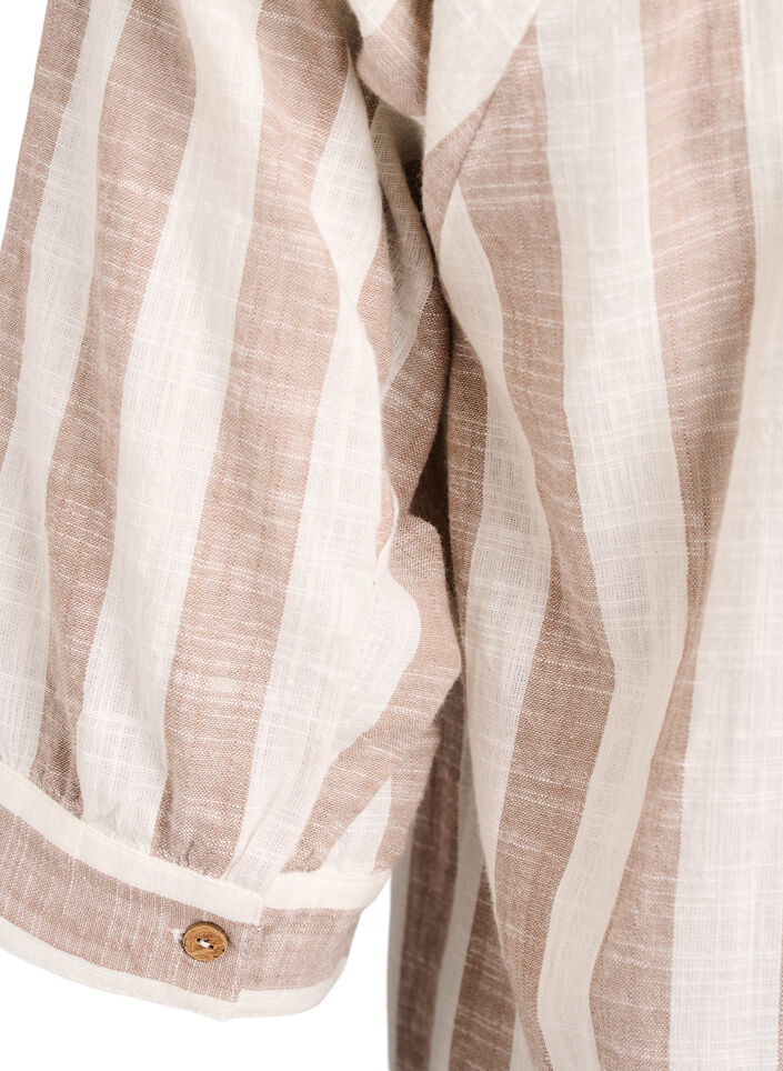 Tunika i bomuld med V-udsk&aelig;ring, Beige, Packshot image number 3