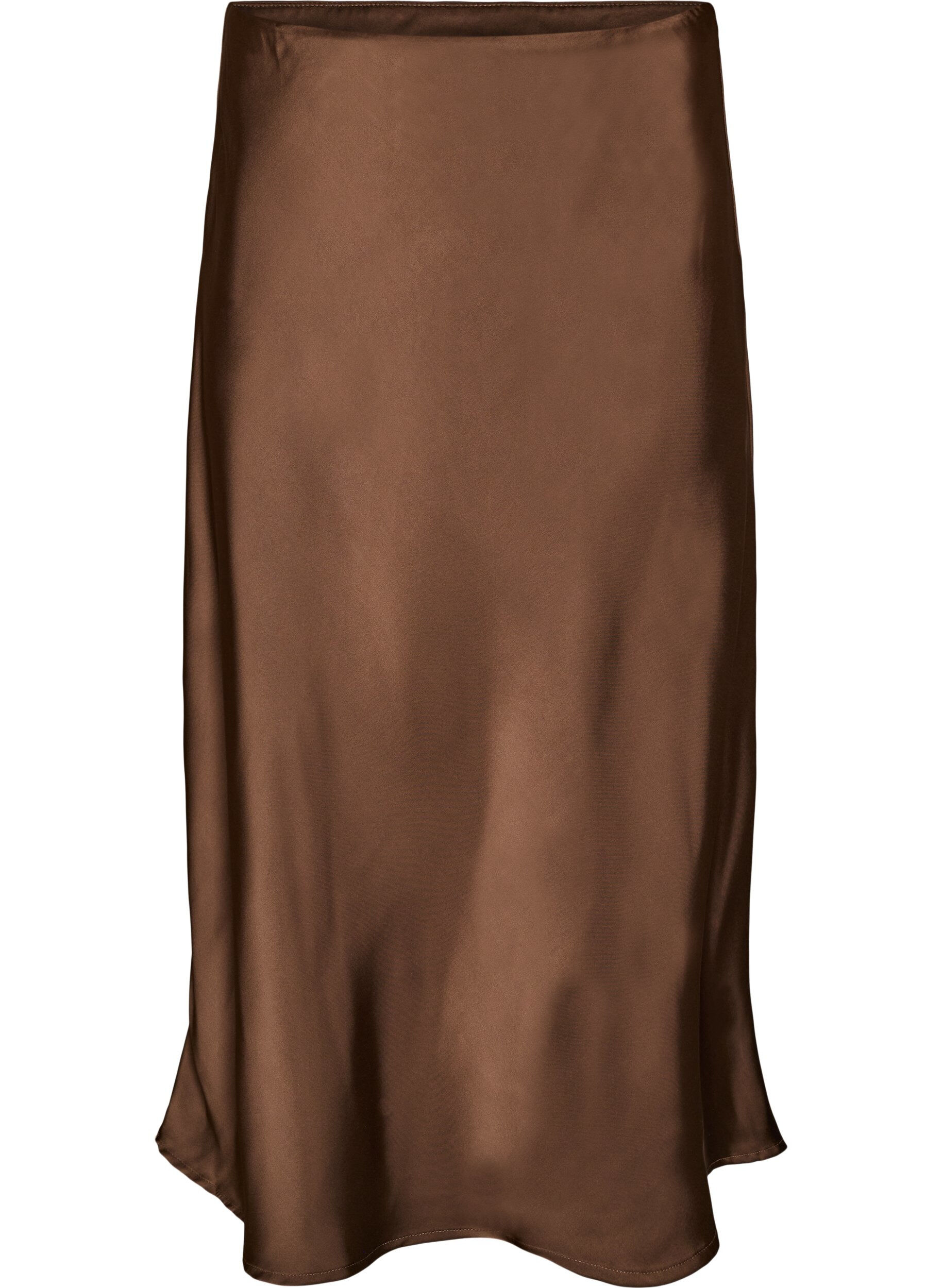 ZizziSatin midi-nederdel, Brun, Packshot image number 0