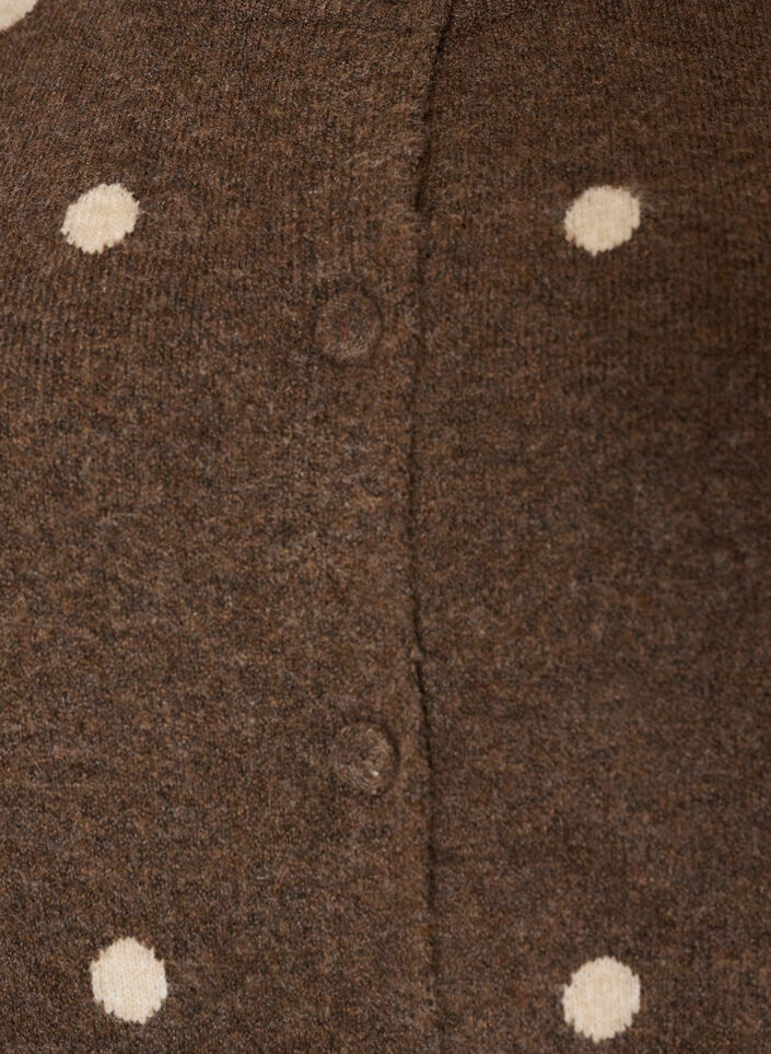 Cardigan med prikket m&oslash;nster, Brun, Packshot image number 2