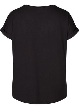 T-shirt i viskose mix med rund hals , Black, Packshot image number 1