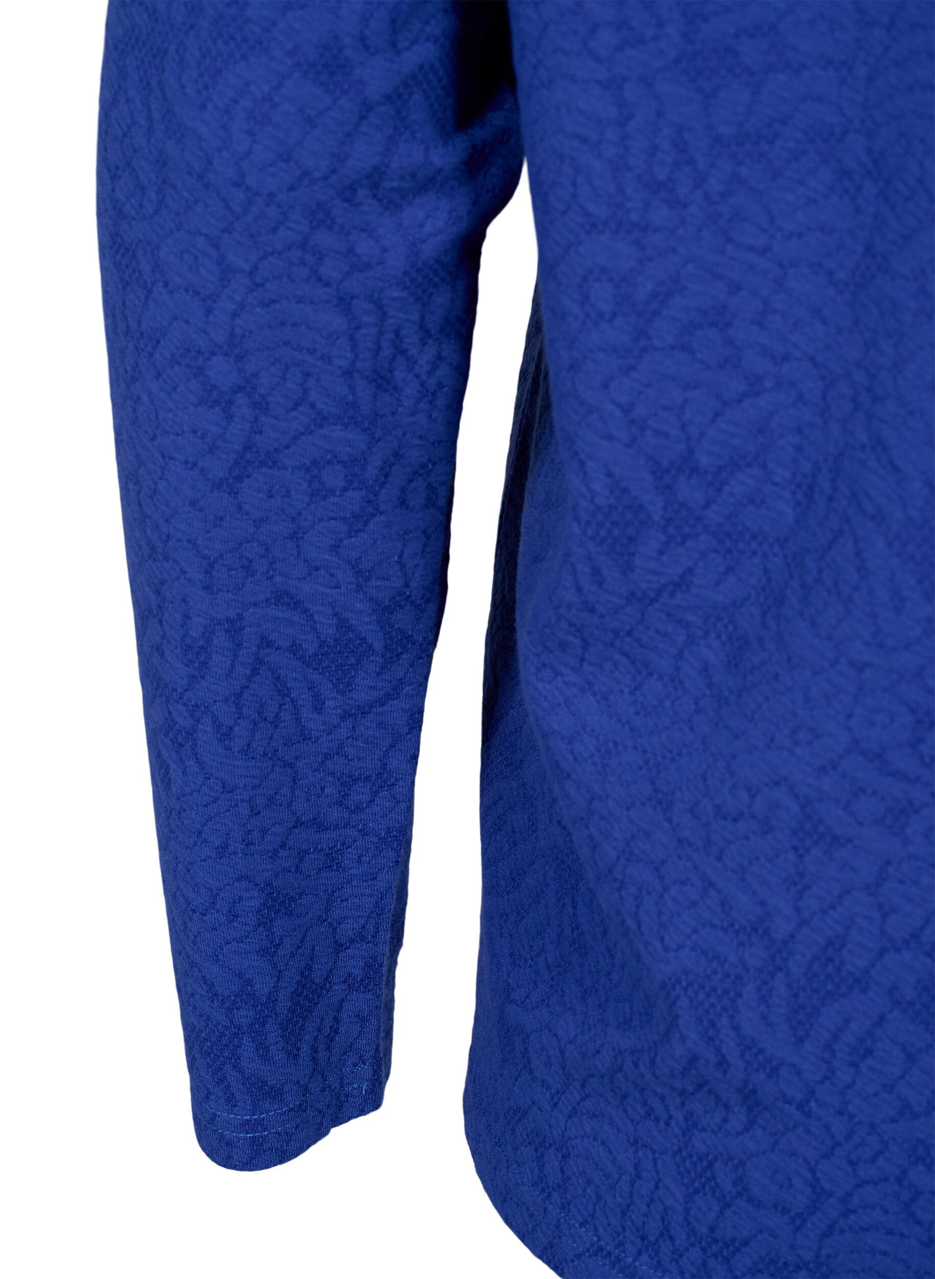 Zizzi Lang&aelig;rmet bluse med tekstur, Bl&aring;, Packshot image number 3