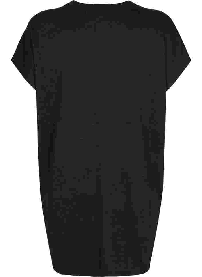 Strikkjole med glitter og korte ærmer, Black W/Lurex, Packshot image number 1