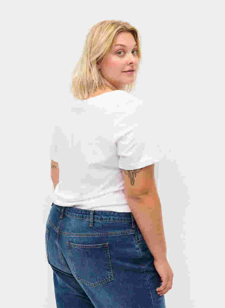 Kortærmet bomulds t-shirt med tryk, Bright White LOVE, Model image number 1