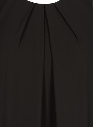 Kortærmet bluse med rund hals, Black, Packshot image number 2