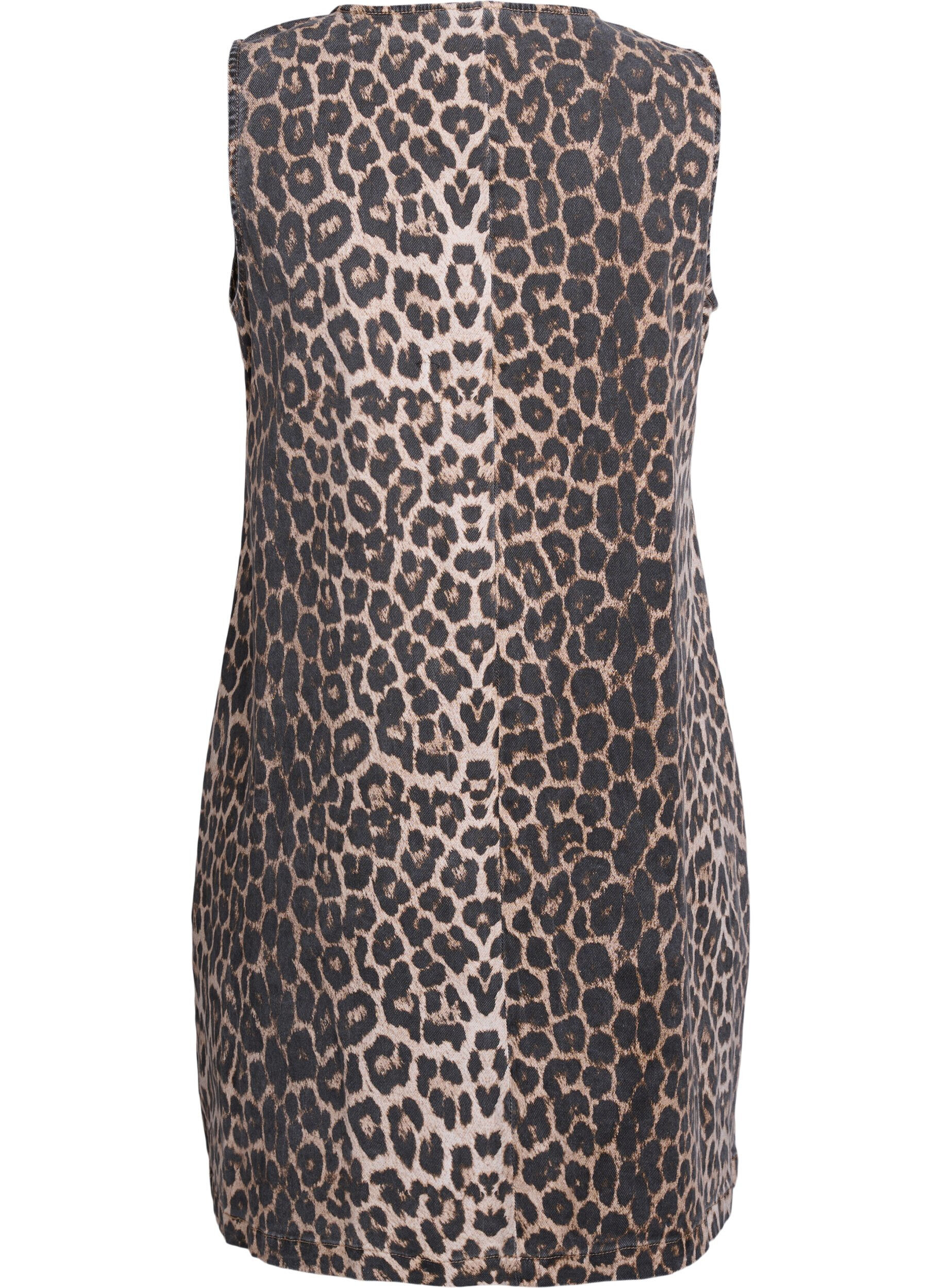 Zizzi Spencerkjole med lommer og leopardprint, Brun, Packshot image number 1