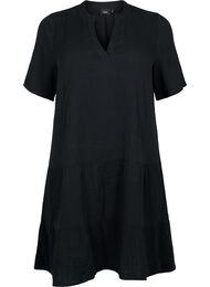 Kortærmet kjole i 100% bomuld, Black