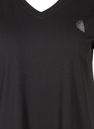 Kortærmet trænings t-shirt med v-udskæring, Black, Packshot image number 2