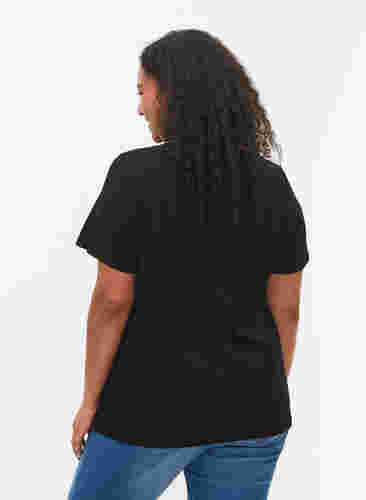 T-shirt med glimmer print i bomuld, Black Shimmer Face, Model image number 1