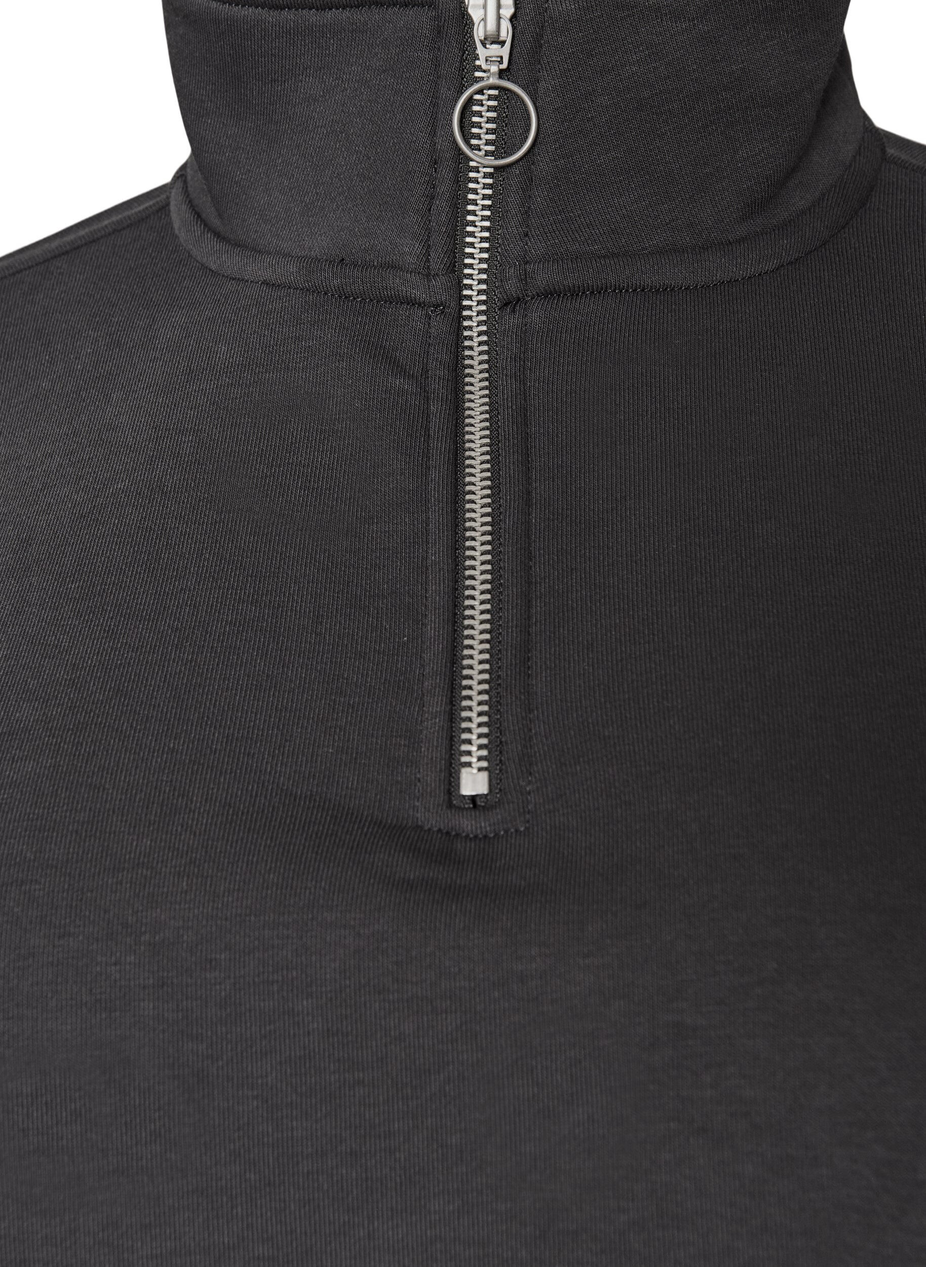 ZizziSweatshirt med teddy&aelig;rmer og h&oslash;j hals, Gr&aring;, Packshot image number 2