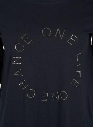 Økologisk bomulds t-shirt med 2/4 ærmer, Black, Packshot image number 2