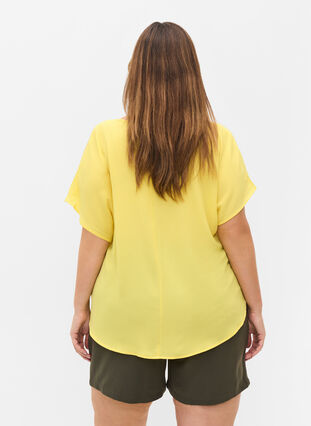 Bluse med korte ærmer og rund halsudskæring, Goldfinch, Model image number 1