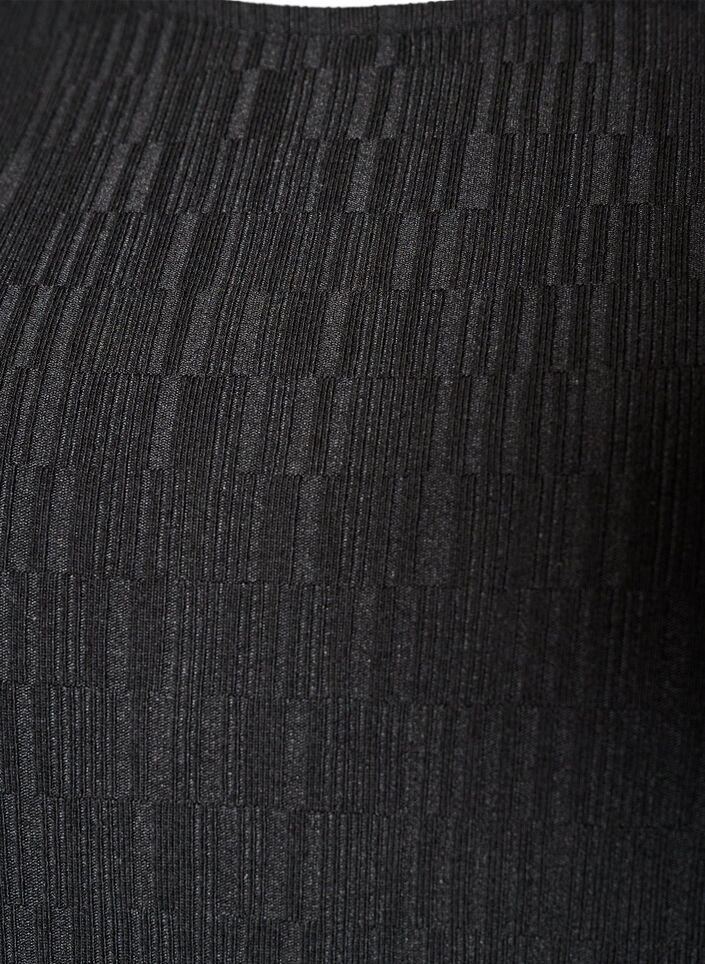 Bluse med struktur og 3/4 &aelig;rmer, Sort, Packshot image number 2