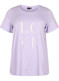 Kortærmet bomulds t-shirt med tryk, Lavender W. Love