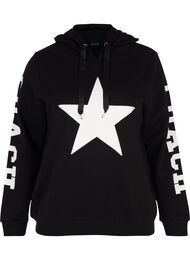 Sweatshirt med hætte, Black w. white star