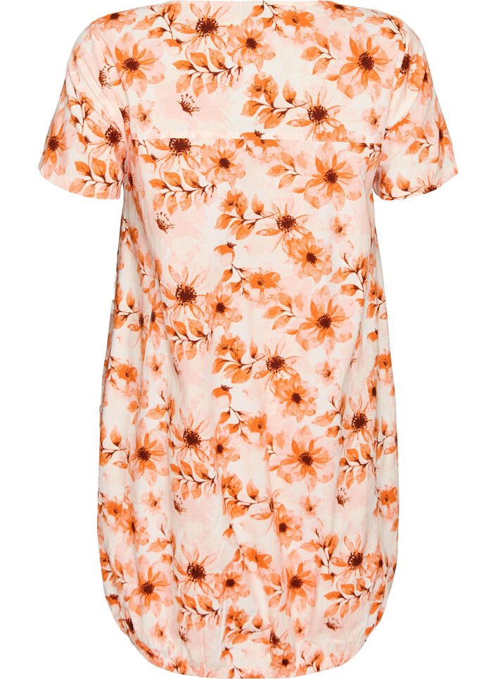 Kort&aelig;rmet bomuldskjole med print, Orange, Packshot image number 1