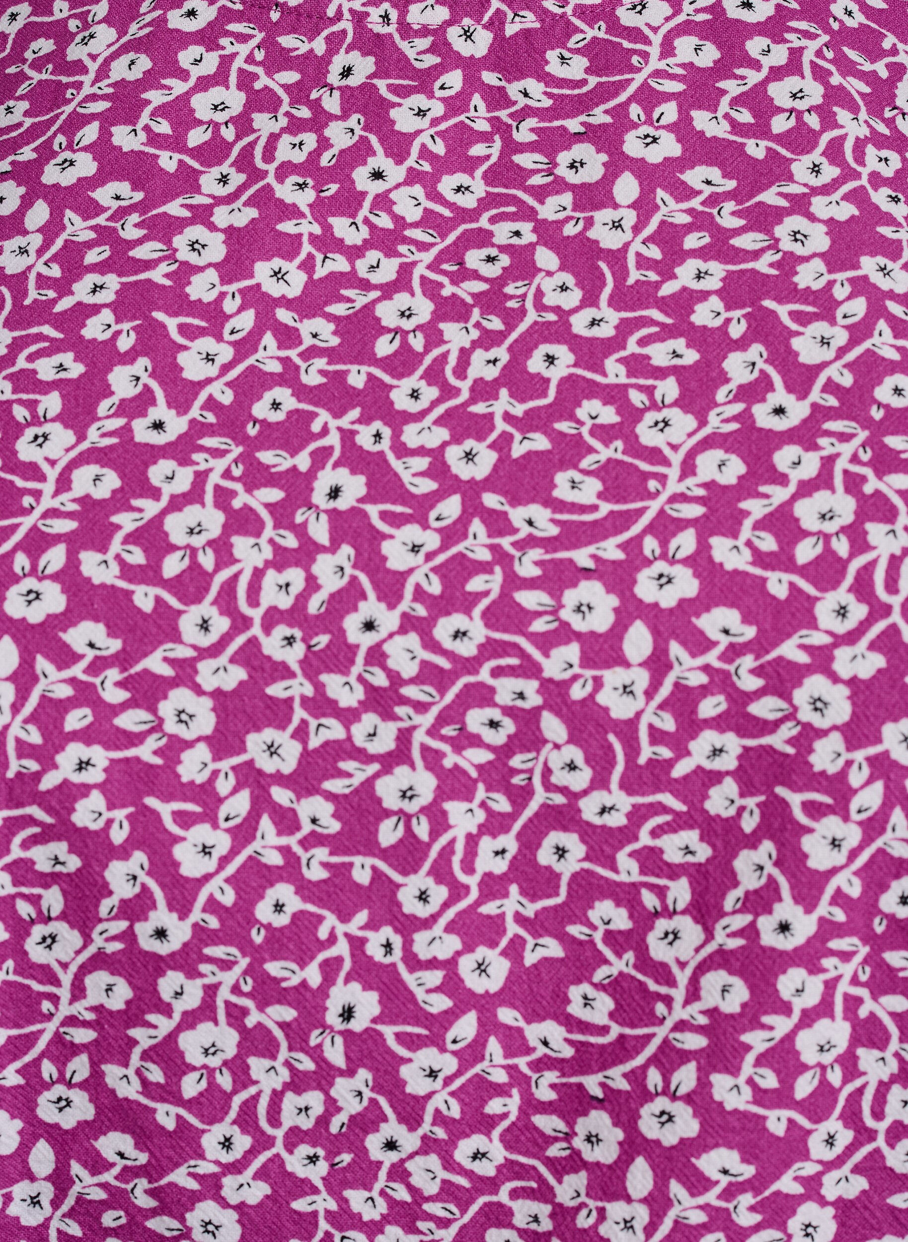 Zizzi Bomuldsbluse med print og korte &aelig;rmer, Lilla, Packshot image number 2