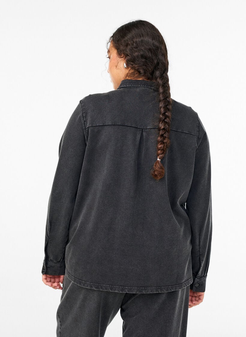 Skjorte i sweatkvalitet med washed effekt, Grå, Model image number 2