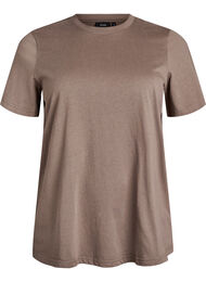 Basis t-shirt i bomuld med rund hals, Brun