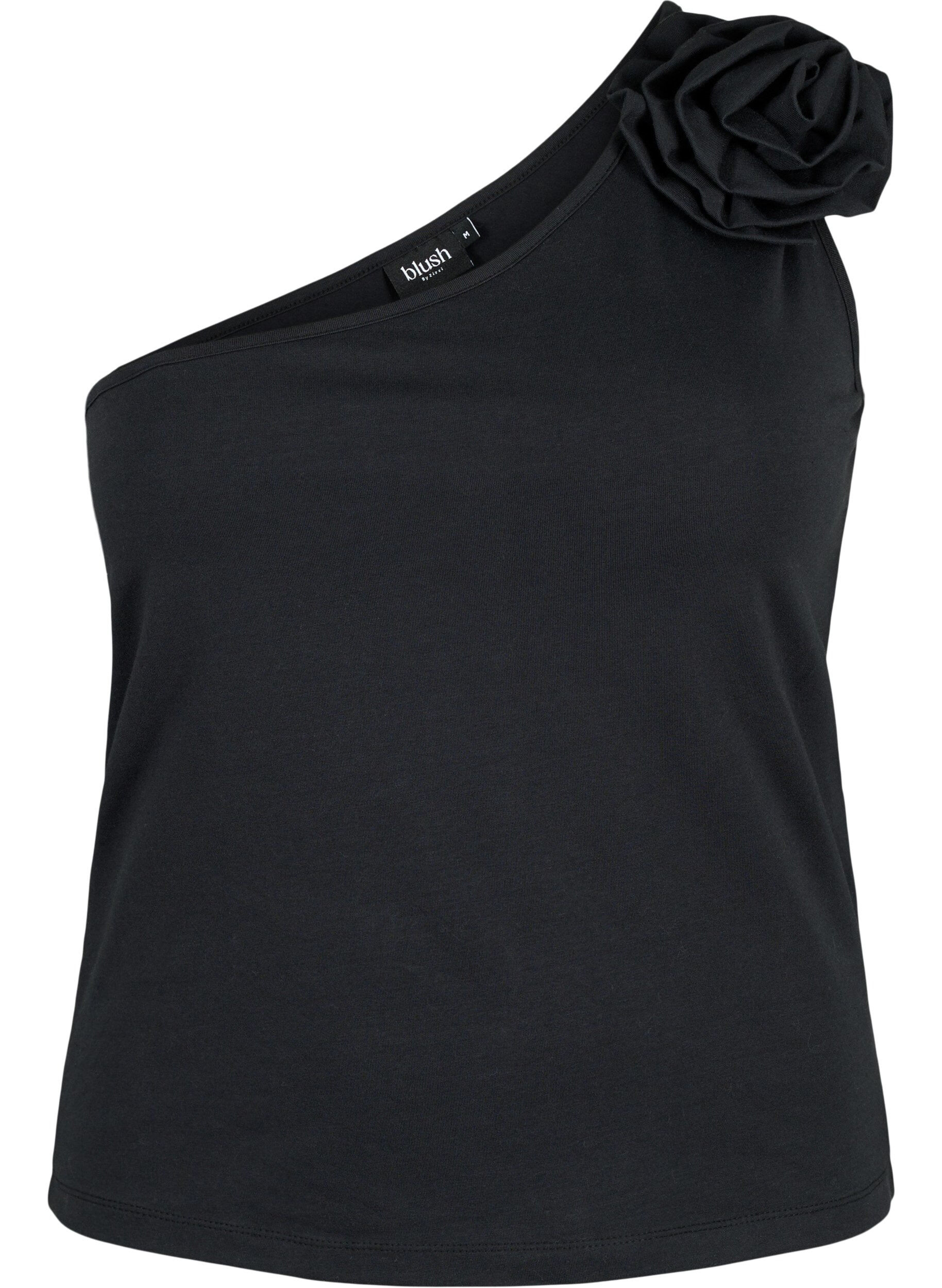 Zizzi One-shoulder top med rose, Black, Packshot image number 0