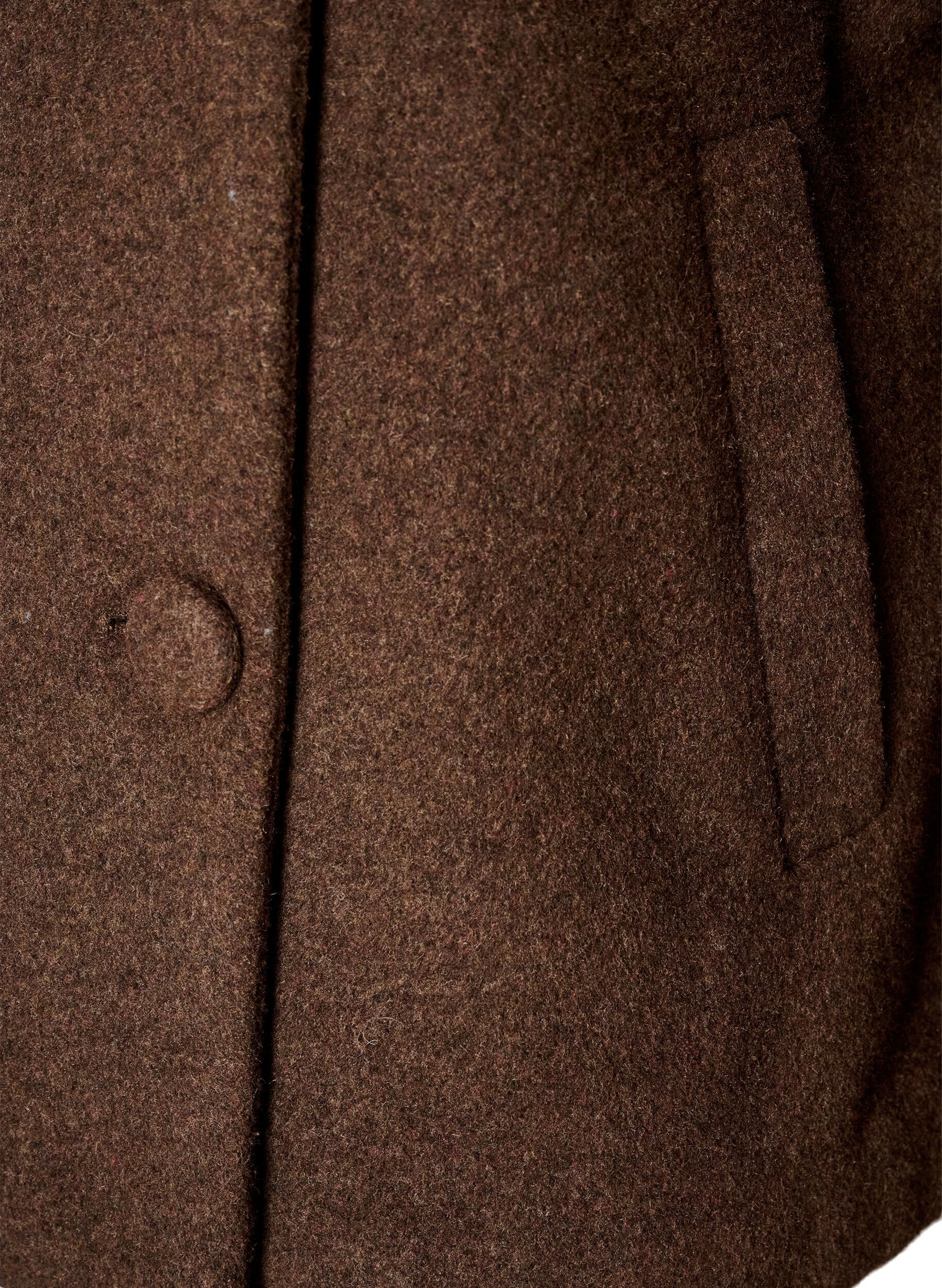 ZizziKort jakke med asymmetrisk knaplukning, Brun, Packshot image number 3