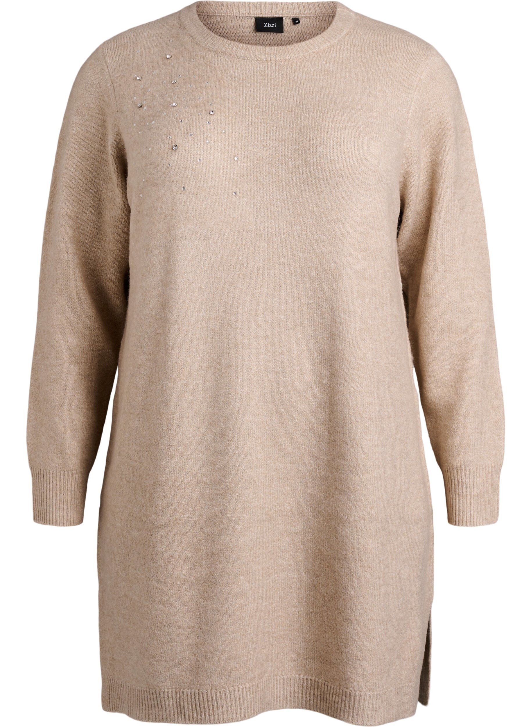 Kort strikkjole med rhinsten