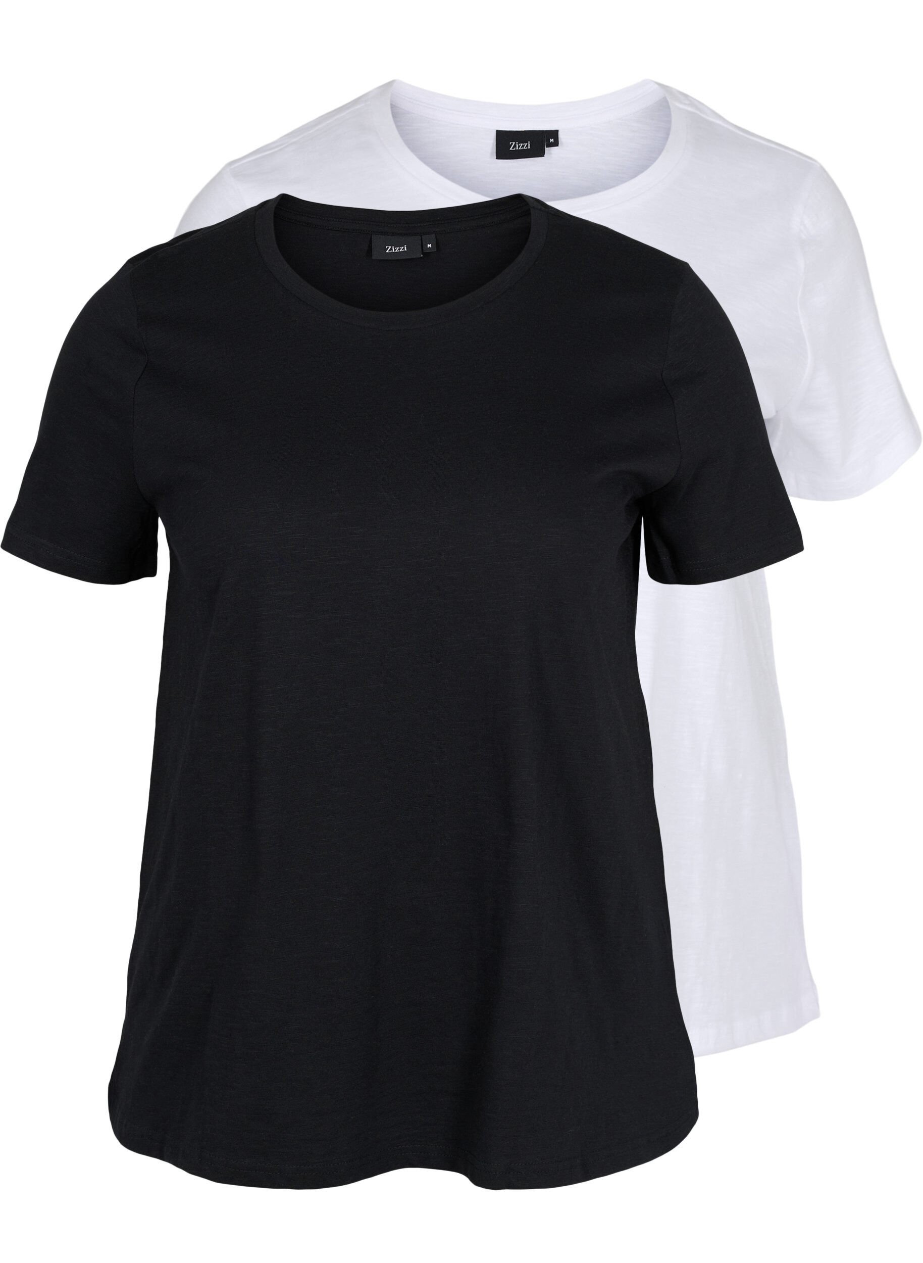 Zizzi 2-pak basis t-shirt i bomuld, Black/B White, Packshot image number 0