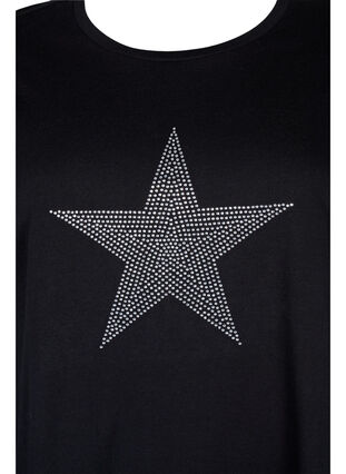 T-shirt med nitter i økologisk bomuld, Black Star , Packshot image number 2