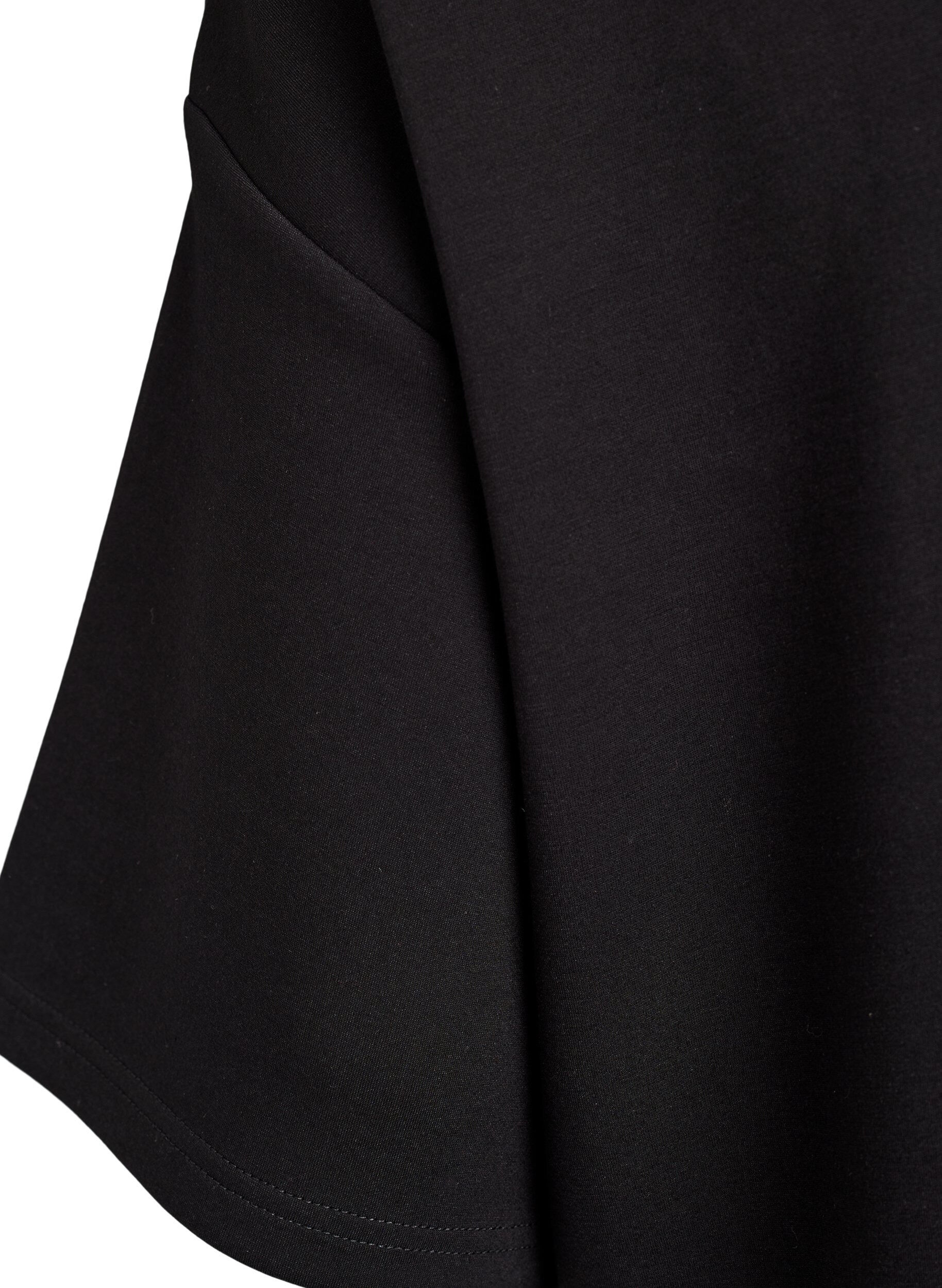 Zizzi T-shirtkjole i jerseykvalitet med sideslidser, Sort, Packshot image number 3