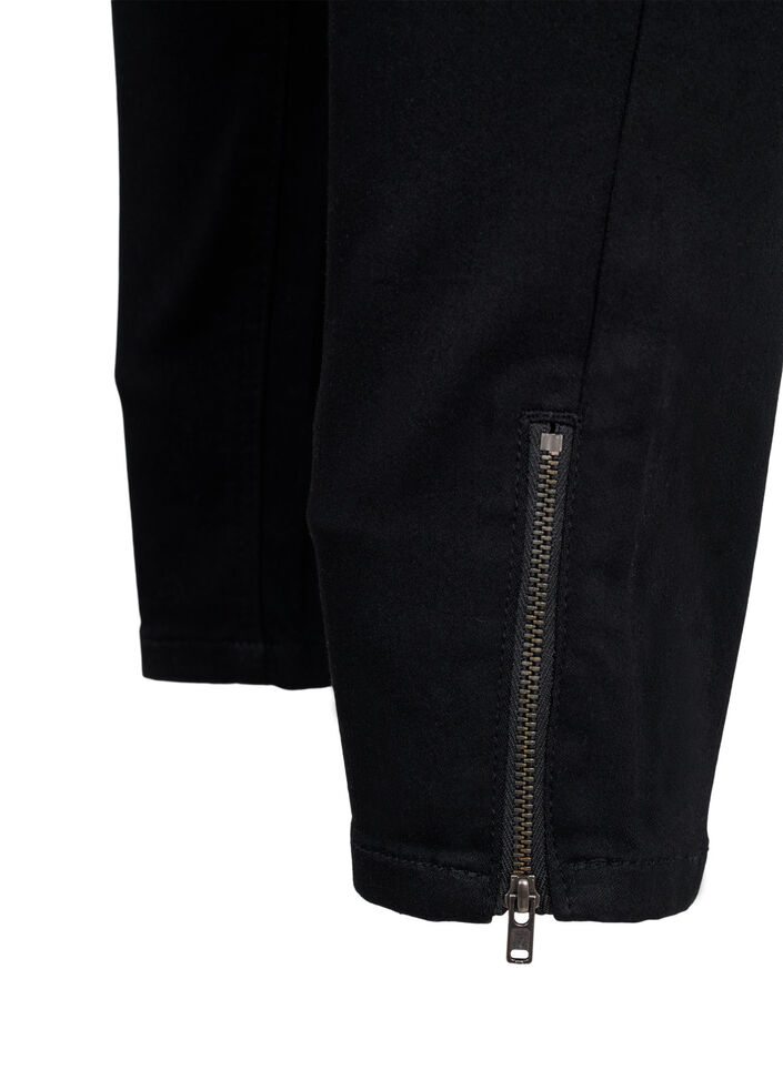 Cropped Amy jeans med lynl&aring;sdetalje, Sort, Packshot image number 3