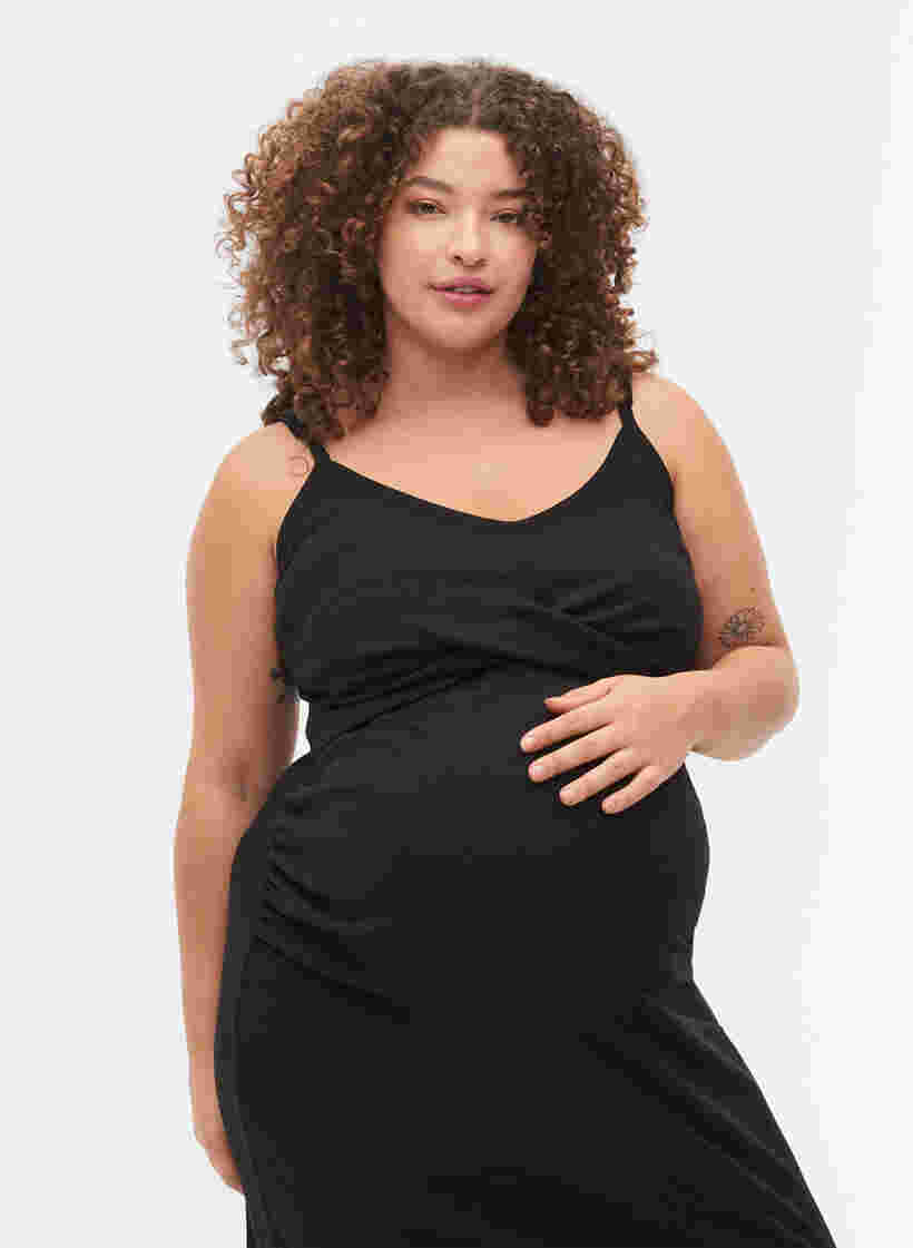 Graviditets kjole i rib, Black, Model image number 2