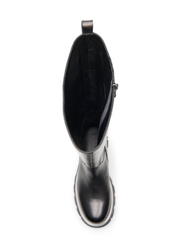 Wide fit læderstøvle med lynlås, Black, Packshot image number 3