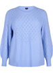 Strikbluse med hulmønster, Cornflower Blue Mel., Packshot image number 0