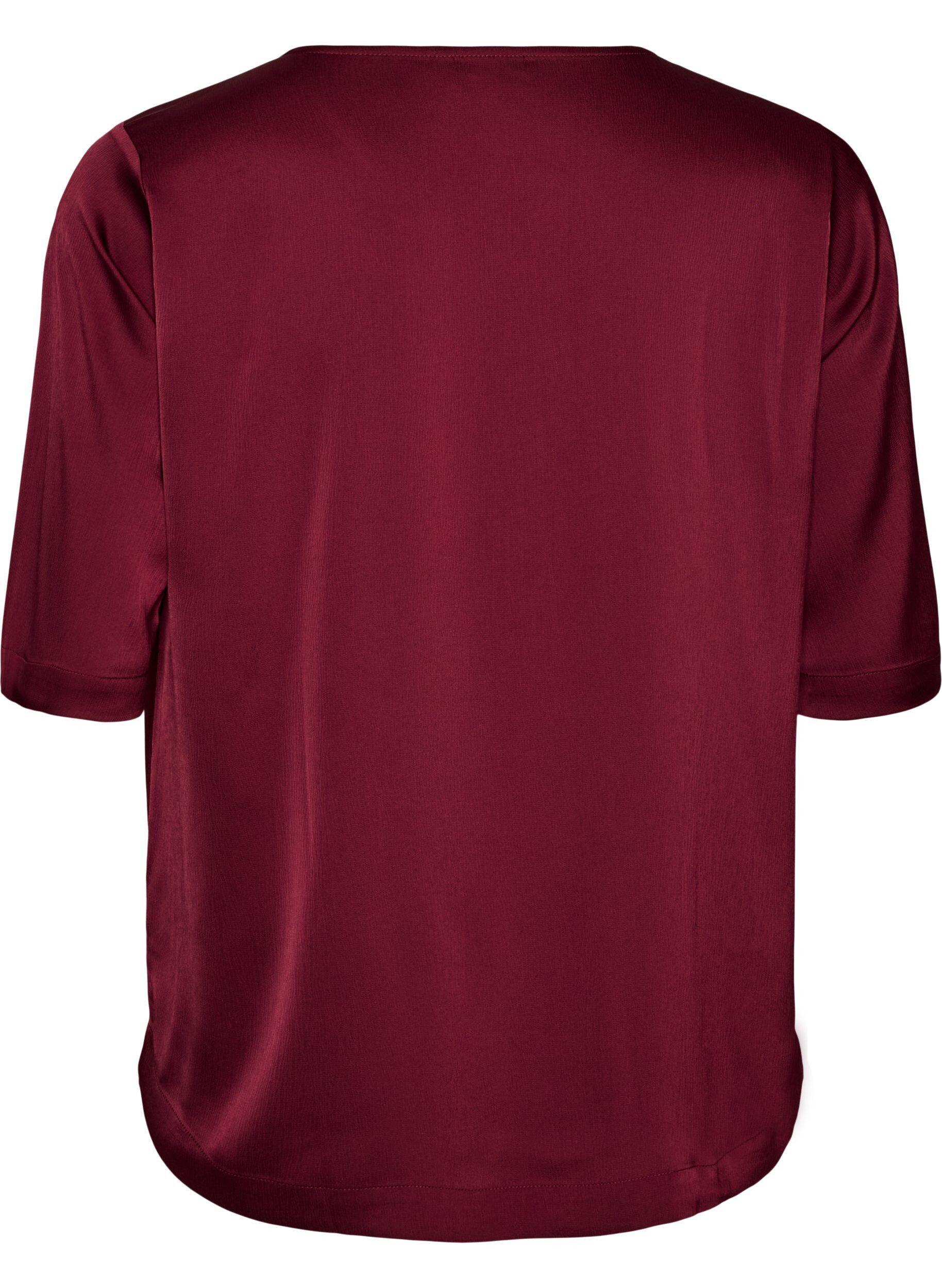 ZizziSatinbluse med albuelange &aelig;rmer, R&oslash;d, Packshot image number 1