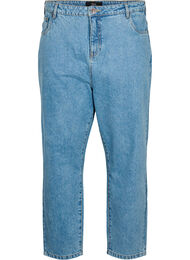 Cropped Mille jeans med høj talje, Light blue denim