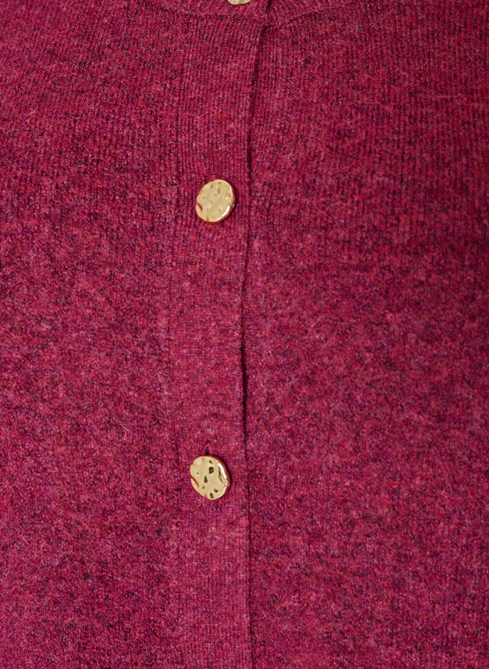 Cardigan i bl&oslash;d strik med guldfarvede knapper, Lyser&oslash;d, Packshot image number 2