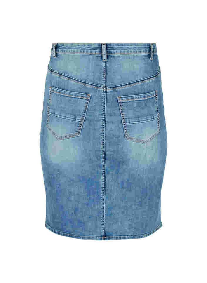 Denim nederdel med lommer, Blue denim, Packshot image number 1