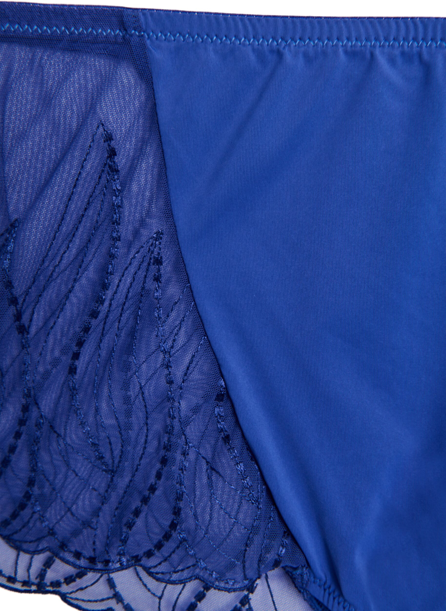 Zizzi Hipstertrusser i mikrofiber med blonde i siderne, Bl&aring;, Packshot image number 2