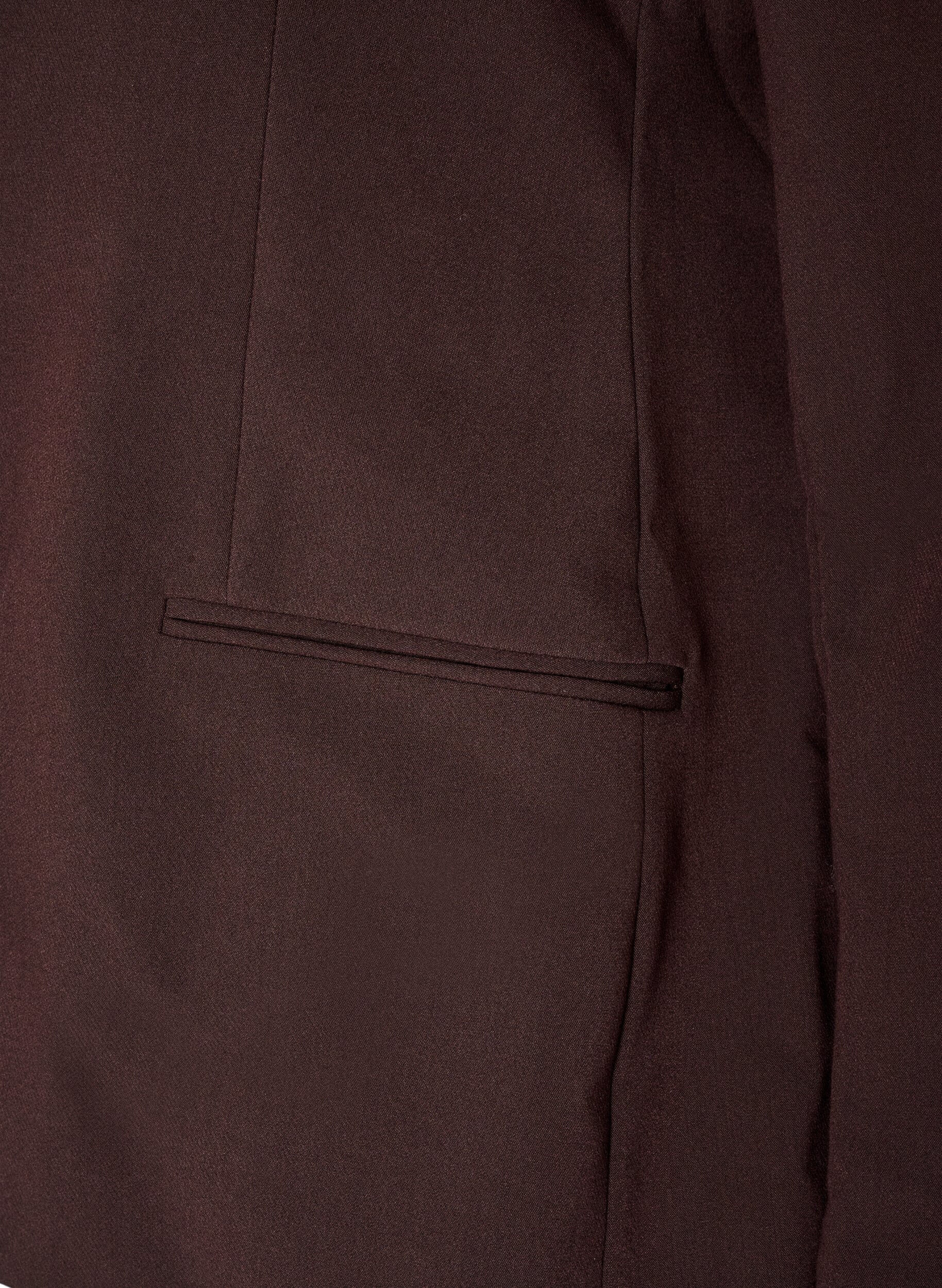 ZizziKlassisk blazer med enkel knaplukning, Brun, Packshot image number 3