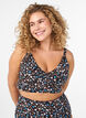 Blomstret bikini bh med fl&aelig;sedetaljer, Brun, Model image number 0