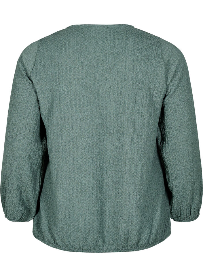 FLASH - Bluse med struktur og lange ærmer, Balsam Green, Packshot image number 1