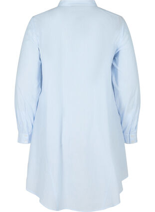 Bomulds skjorte med striber og flæser, Blue Stripe, Packshot image number 1