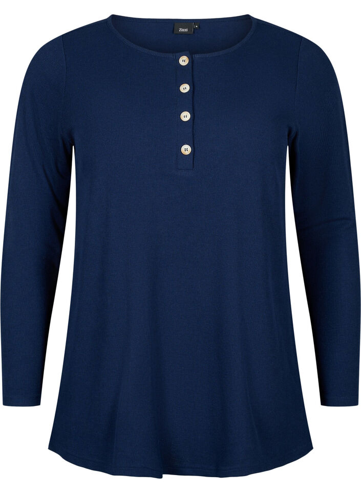 Natbluse med lange ærmer, Navy Blazer, Packshot image number 0