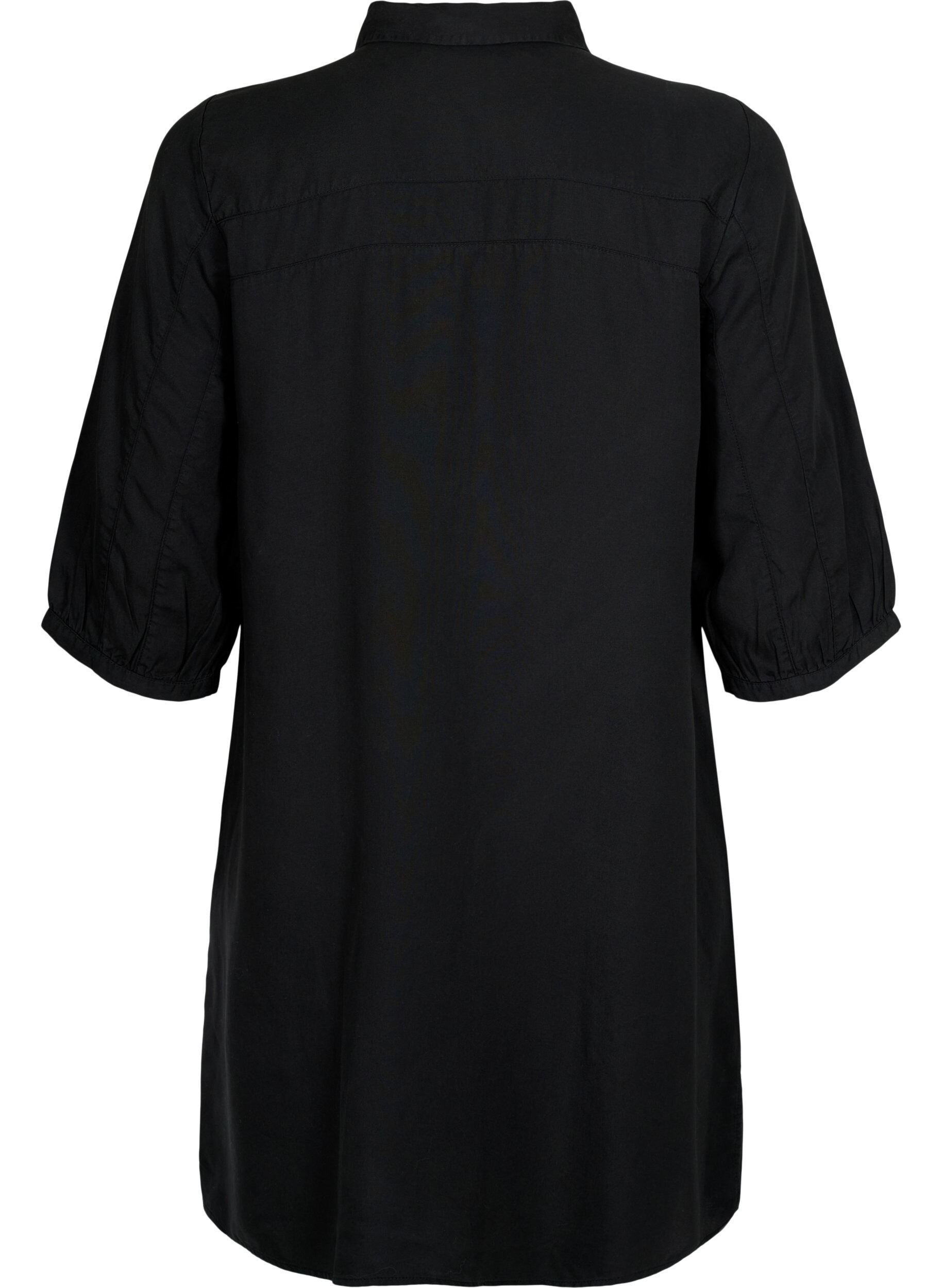 Zizzi Lang skjorte med 3/4 &aelig;rmer i lyocell (TENCEL&trade;), Black, Packshot image number 1