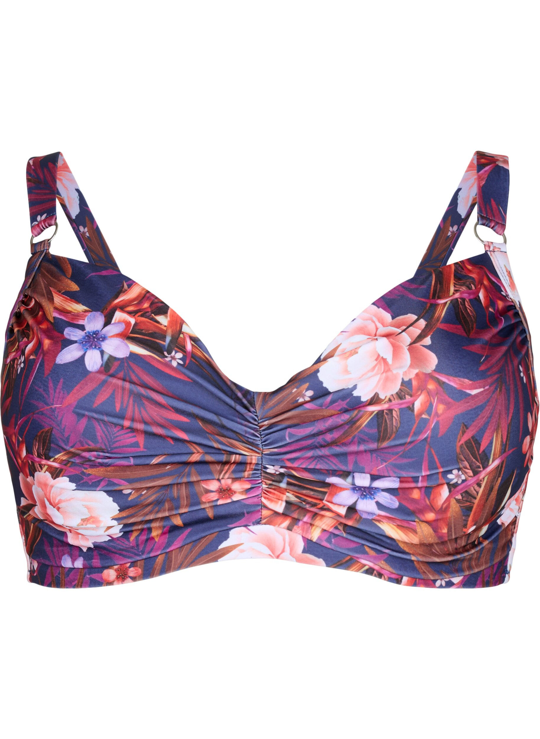 Zizzi Printet bikini bh med b&oslash;jle, Purple Flower, Packshot image number 0
