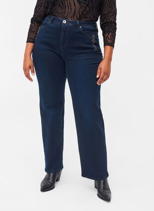 Regular fit Gemma jeans med høj talje, Dark blue, Model image number 3