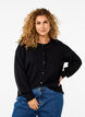 Strikcardigan med rund hals og knapper, Sort, Model image number 0