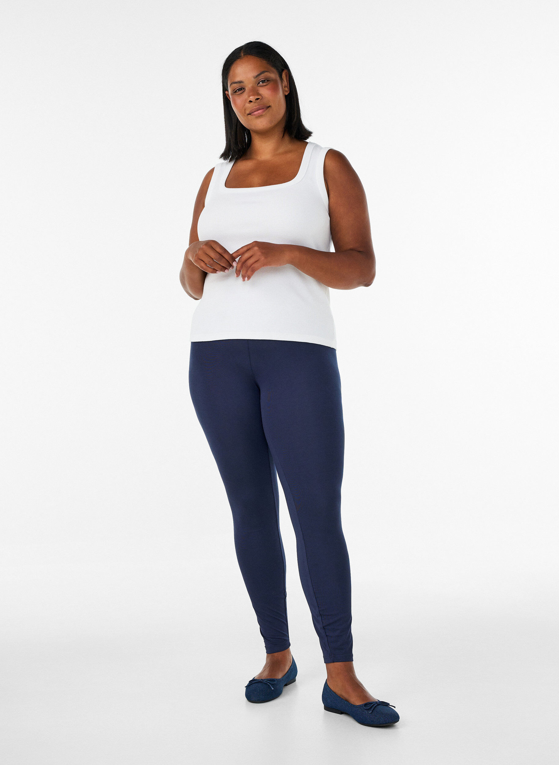 Basis leggings med ekstra l&aelig;ngde, Bl&aring;, Model