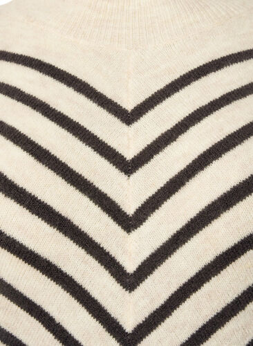 Strikbluse med skrå striber, Birch Mel. w stripes, Packshot image number 2