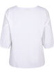 Bluse i bomuldsmix med hør og crochetdetalje, Bright White, Packshot image number 1